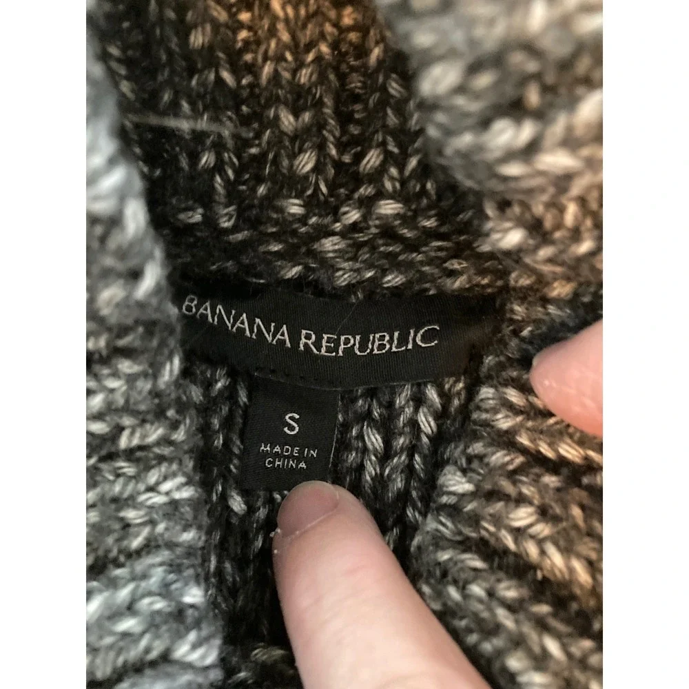 Banana Republic Charcoal Grey Marled Cable Knit Mock Neck Sweater Yak Hair Small